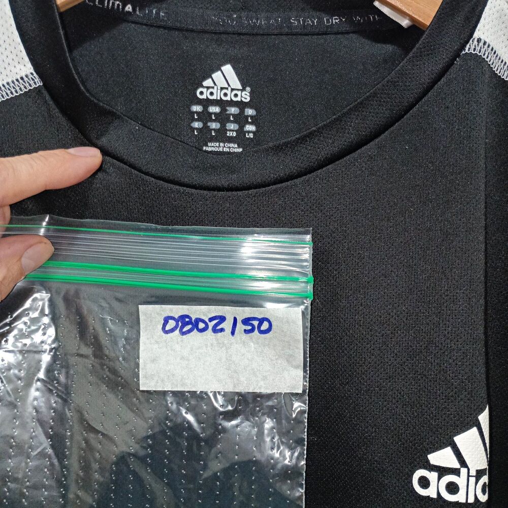 adidas Climalite Men's L Black/White Mesh Colorblock Athletic Jersey Tee